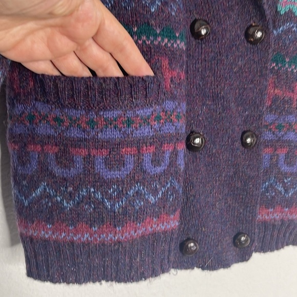 VTG Kristin Collection Sportific Double Breasted 100% Wool Equestrian Cardigan M - Picture 2 of 8